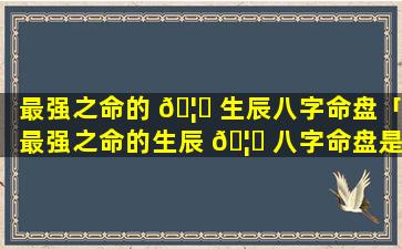 最强之命的 🦉 生辰八字命盘「最强之命的生辰 🦊 八字命盘是什么」